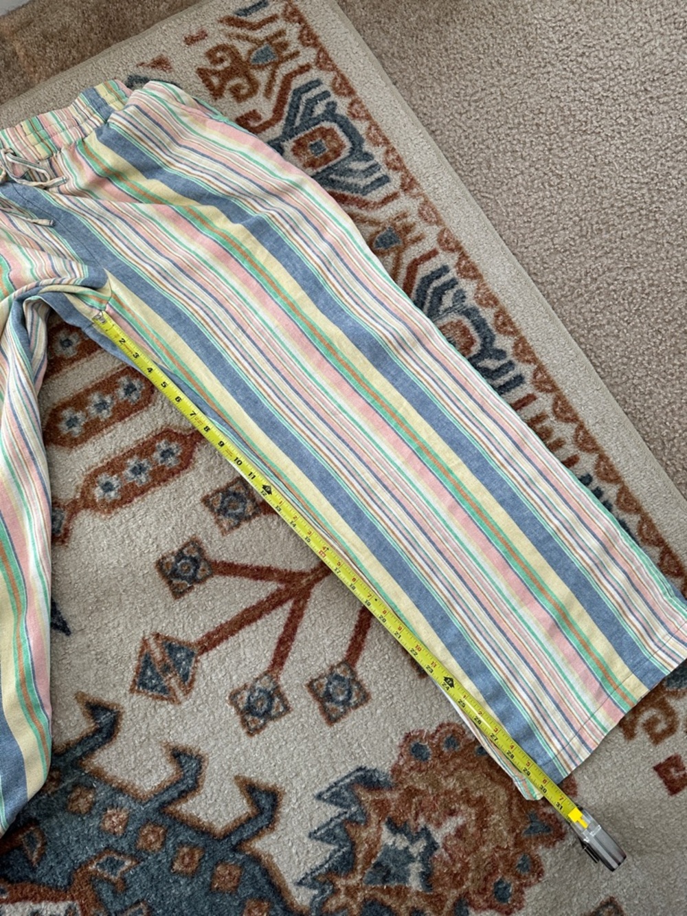 Naturals D&Co. Multi Color Striped Wide Leg Linen Blend Beach Pants Medium - Picture 7 of 8